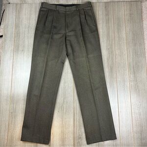 Brooks Brothers Trousers Mens 34x34 100% Wool Tweed Twill Pleated USA Made Green